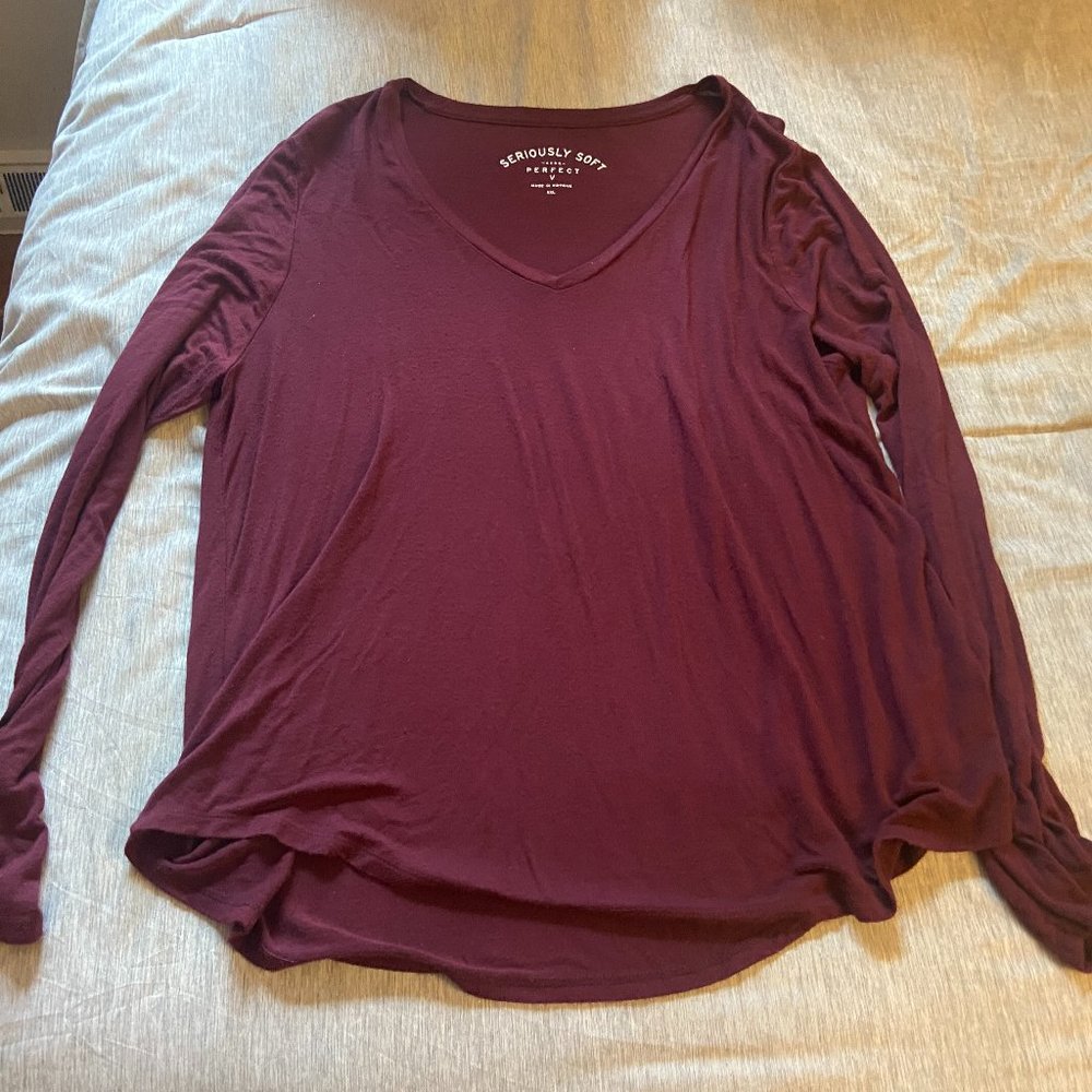 Soft flowy long sleeve v-neck shirt